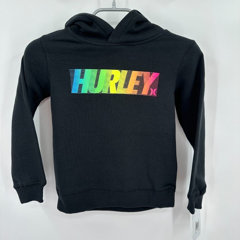 Hurley Boy's Pullover Hoodie Sweatshirt in Black Size 6 NWT Logo Long Sleeve